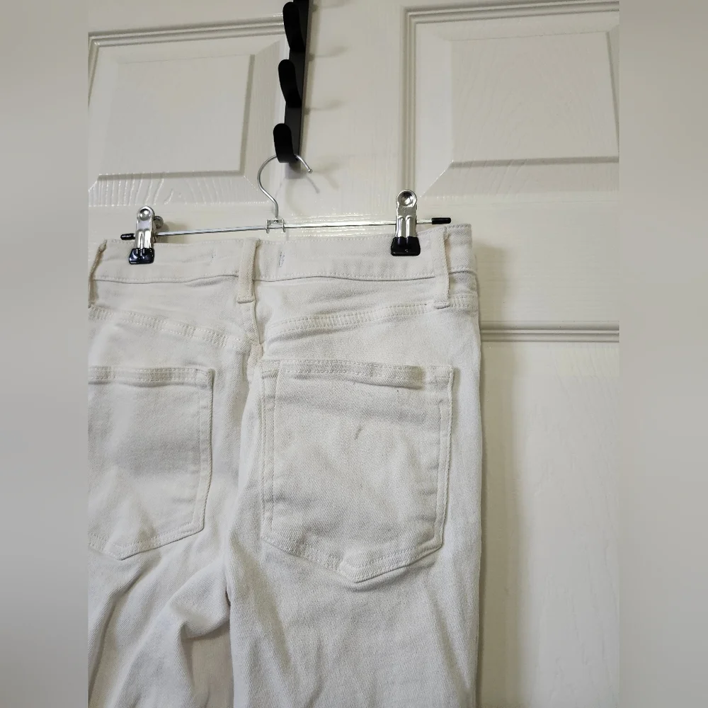 Free People We the Free Solid White Raw Hem Cropped Denim Jeans 25